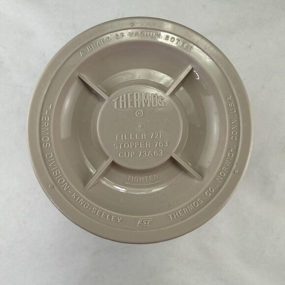 Vintage Thermos King Seeley Hot Cold Vacuum Bottle Red Tan - Picture 6 of 16